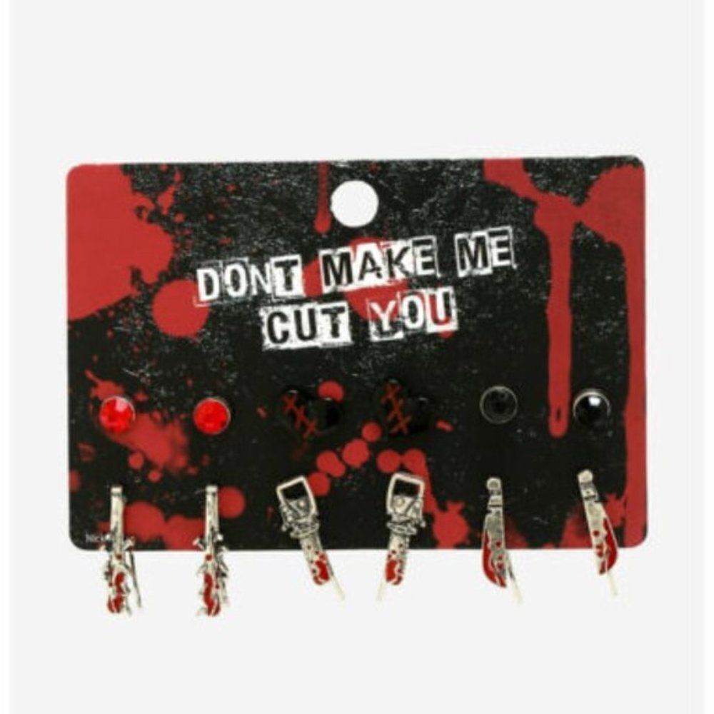 6x Goth, Emo, Horror Movie Slash Flick Earrings